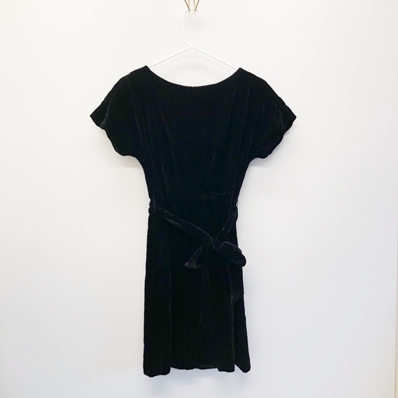 black velvet t shirt dress Velvet Long Sleeve Corset Mini Dress in Jet Black - 6 main image 1